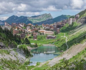 Avoriaz village in Haute-Savoie photographed from above