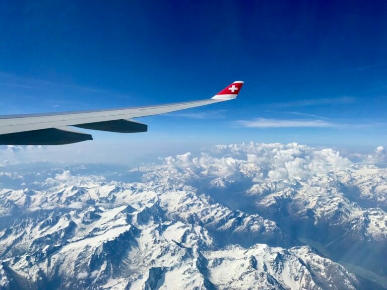 Mountain landscape viewed from an aeroplane during a journey