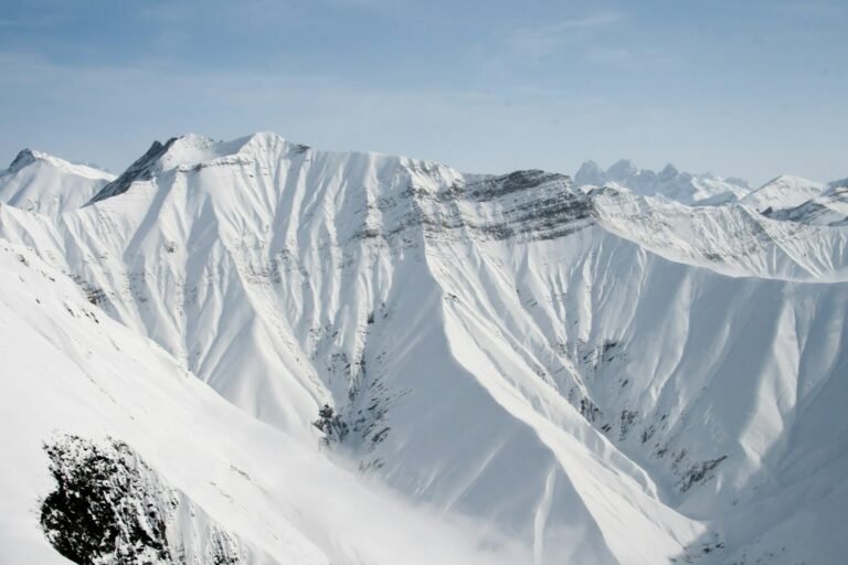 Snow-covered mountain landscape at Gudauri, Georgia